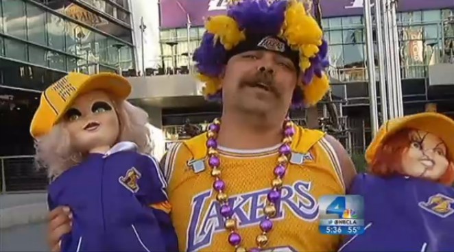Outside Staples Center Friday night, Lakers fans were almost unanimously pleased that head coach Mike Brown was stripped of his job just five games into the season. The Lakers lost four of those five games. Angie Crouch reports from the Staples Center for the NBC4 News at 5 p.m. on Nov. 9, 2012.