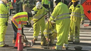 Workers respond to gas leak