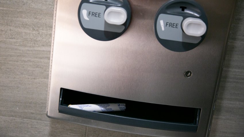 A tampon and pad dispenser.