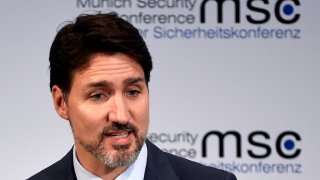 Justin Trudeau, Prime Minister of Canada speaks on the first day of the Munich Security Conference in Munich, Germany, Friday, Feb. 14, 2020.