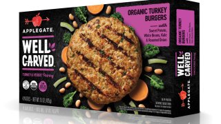Package of Applegate Well Carved Organic Turkey Burgers