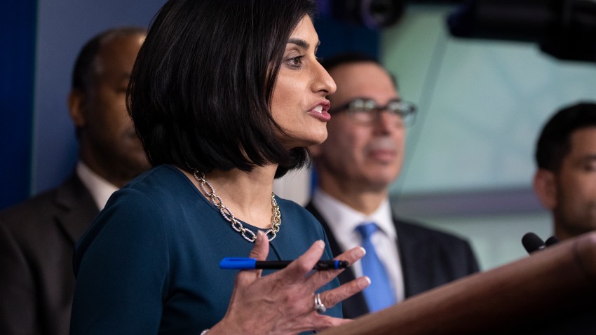 Administrator of the Centers for Medicare and Medicaid Services Seema Verma, speaks during a news conference about the coronavirus in the James Brady Briefing Room at the White House, Saturday, March 14, 2020, in Washington.