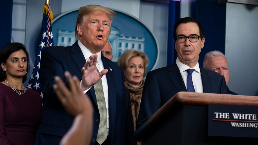 President Trump and other officials at the White House