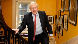 British Prime Minister Boris Johnson arriving back at Downing Street from hospital after the birth of his baby son