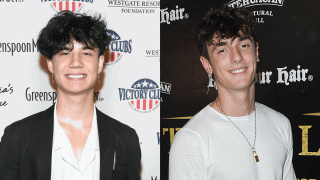 On the left, social media influencer Jaden Hossler attends "Victoria's Voice - An Evening to Save Lives" presented by the Victoria Siegel Foundation at the Westgate Las Vegas Resort & Casino on October 25, 2019 in Las Vegas, Nevada. On the right, Bryce Hall arrives for Lily Chee And Tati McQuay Celebrate Their 16th Birthday held at The Venue of Hollywood on September 14, 2019 in Hollywood, California.