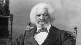 Circa 1880: American orator, abolitionist, writer and escaped slave, Frederick Douglass (1817 - 1895).