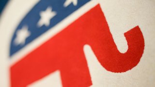 The elephant, a symbol of the Republican Party, on in a rug in the lobby of the Republican Party's headquarters in Washington.