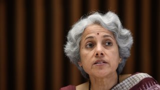 World Health Organization (WHO) Chief scientist Dr. Soumya Swaminathan at a news conference on Jan. 12, 2020, in Geneva.