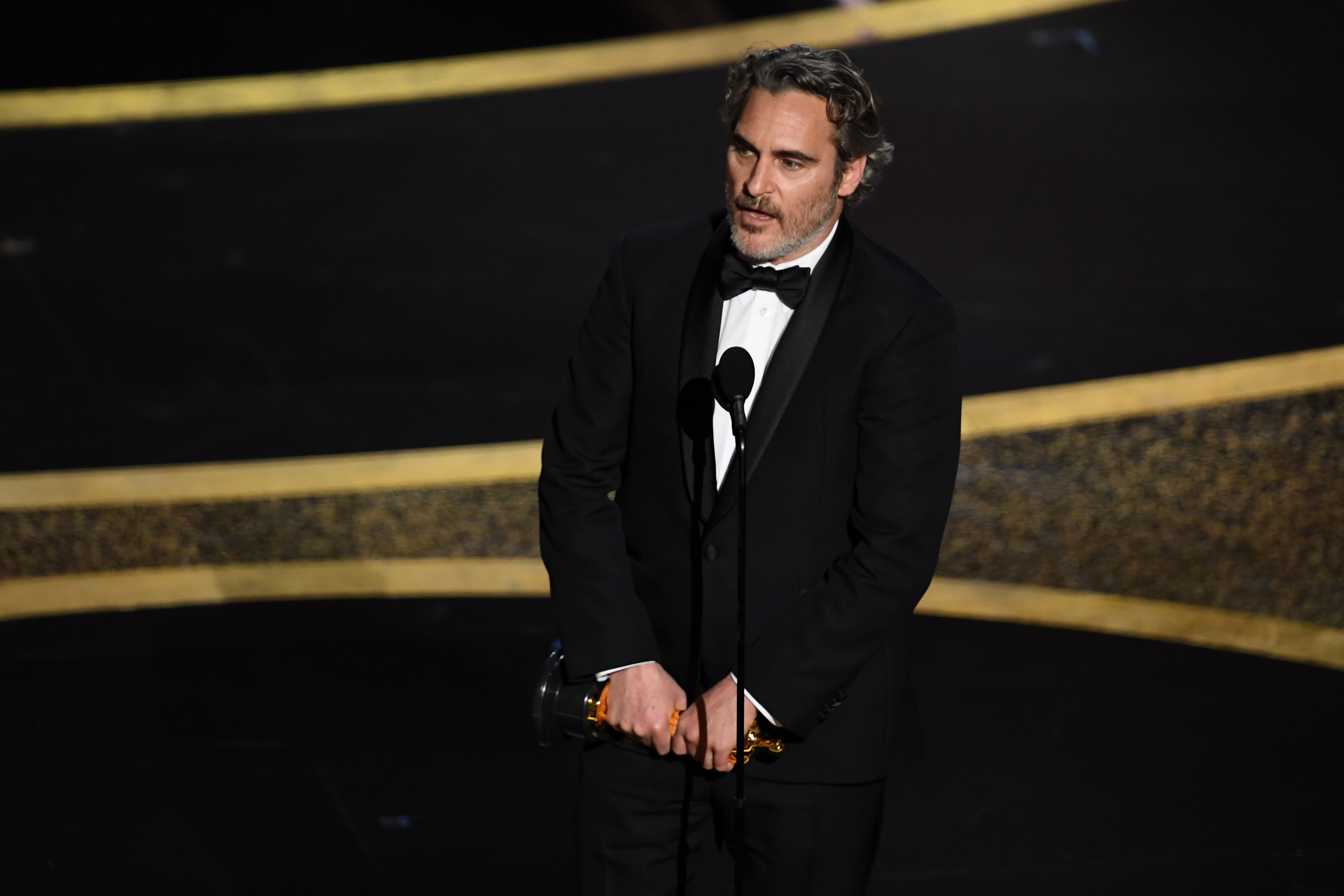 Joaquin Phoenix accepts the Actor In A Leading Role award for ‘Joker’ onstage during the 92nd Annual Academy Awards at Dolby Theatre on Feb. 9, 2020 in Hollywood, California.