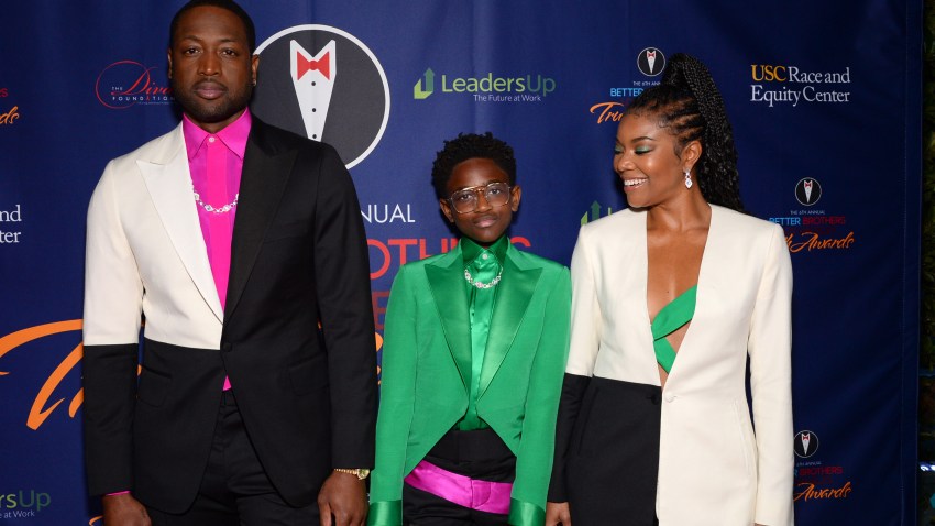 (L-R) Dwyane Wade, Zaya Wade and Gabrielle Union