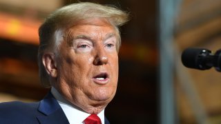 In this May 14, 2020, file photo, U.S. President Donald Trump speaks after taking a tour of medical supply distributor Owens and Minor Inc. in Allentown, Pennsylvania.