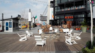 WASHINGTON,  – MARCH 17: Chairs stand vacant at the normally bustling District Wharf amid city-wide store and venue closings due to the coronavirus (COVID-19) outbreak on March 17, 2020 in Washington, DC. The tourism and entertainment industries have been hit hard by restrictions in response to the outbreak of COVID-19. (Photo by Paul Morigi/Getty Images)