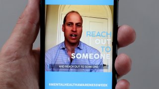 In this photo illustration - Prince William, Duke of Cambridge takes part in a Heads together Mental Health broadcast