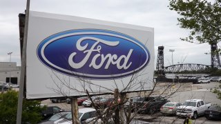 A sign sits outside of Ford's Chicago Assembly Plant on May 20, 2020 in Chicago, Illinois.