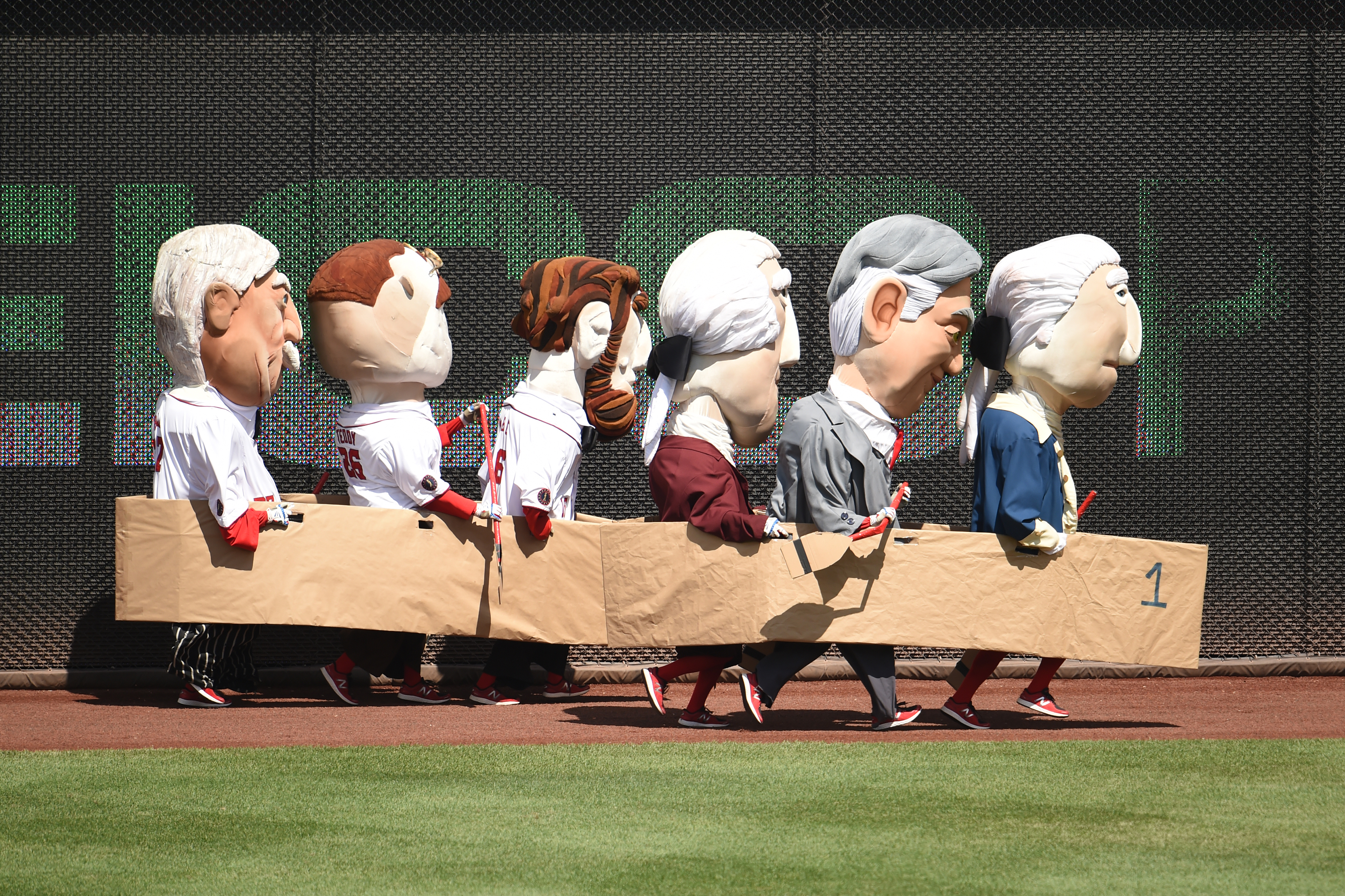 The Racing Presidents, Washington Nationals baseball team mascots -  Washington, DC USA Stock Photo - Alamy