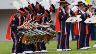 31 October 2015: Virginia marching band during an NCAA football game between the Virginia Cavaliers and the Georgia Tech Yellow Jackets at Scott Stadium in Charlottesville, VA. (Photo by Lee Coleman/Icon Sportswire) (Photo by Lee Coleman/Icon Sportswire/Corbis/Icon Sportswire via Getty Images)