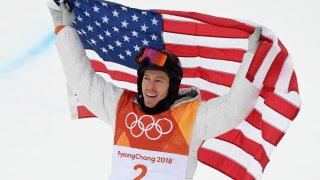 In this Feb. 14, 2018, file photo, gold medalist Shaun White of the United States celebrates during the Snowboard Men's Halfpipe Final on day five of the PyeongChang 2018 Winter Olympics at Phoenix Snow Park in Pyeongchang-gun, South Korea.