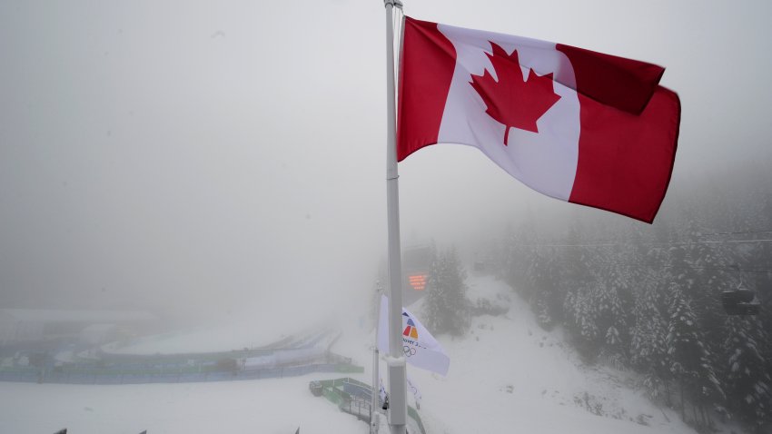 The Canadian flag is seen.