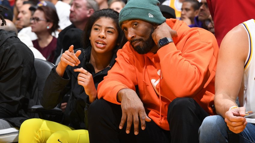 Kobe Bryant and Gianna Bryant attend the game between the Los Angeles Lakers and the Dallas Mavericks on December 29, 2019 at STAPLES Center in Los Angeles, California. (Photo by Andrew D. Bernstein/NBAE via Getty Images)