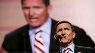 Michael Flynn delivers a speech on the first day of the Republican National Convention, July 18, 2016, at the Quicken Loans Arena in Cleveland, Ohio.