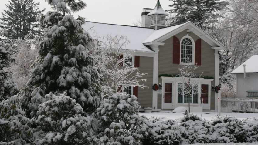 Mystic house in snow