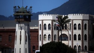 In this June 29, 2020, file photo, the exterior of San Quentin State Prison is seen in San Quentin, California.