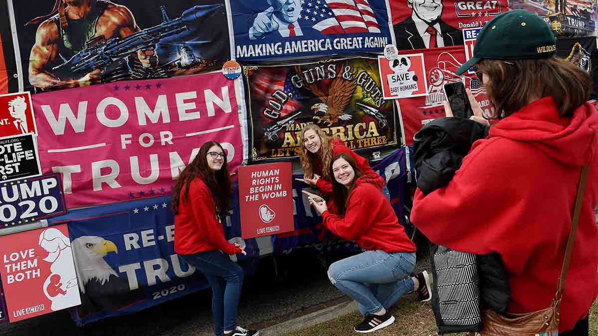 Pro-life demonstrators participate in the 47th annual “March for Life” in Washington, DC, on January 24, 2020. (Photo by OLIVIER DOULIERY / AFP) (Photo by OLIVIER DOULIERY/AFP via Getty Images)