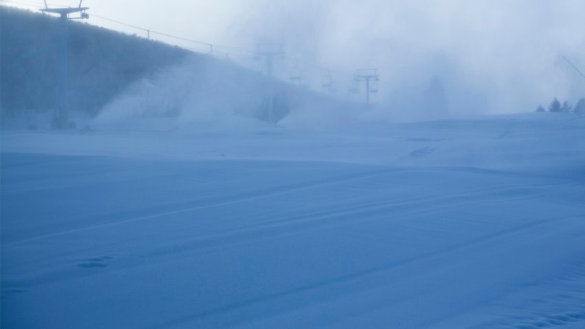 Snow being made.