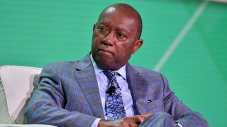 FILE: Houston Mayor Sylvester Turner speaks at the U.S. Conference Of Mayors on June 8, 2018 in Boston, Massachusetts.