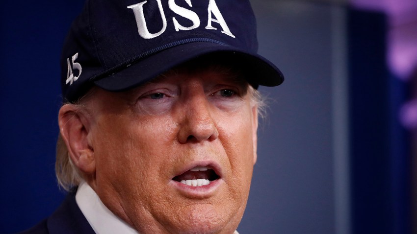 President Donald Trump speaks during a briefing on the novel coronavirus in the Brady press briefing room at the White House, March 14, 2020, in Washington.