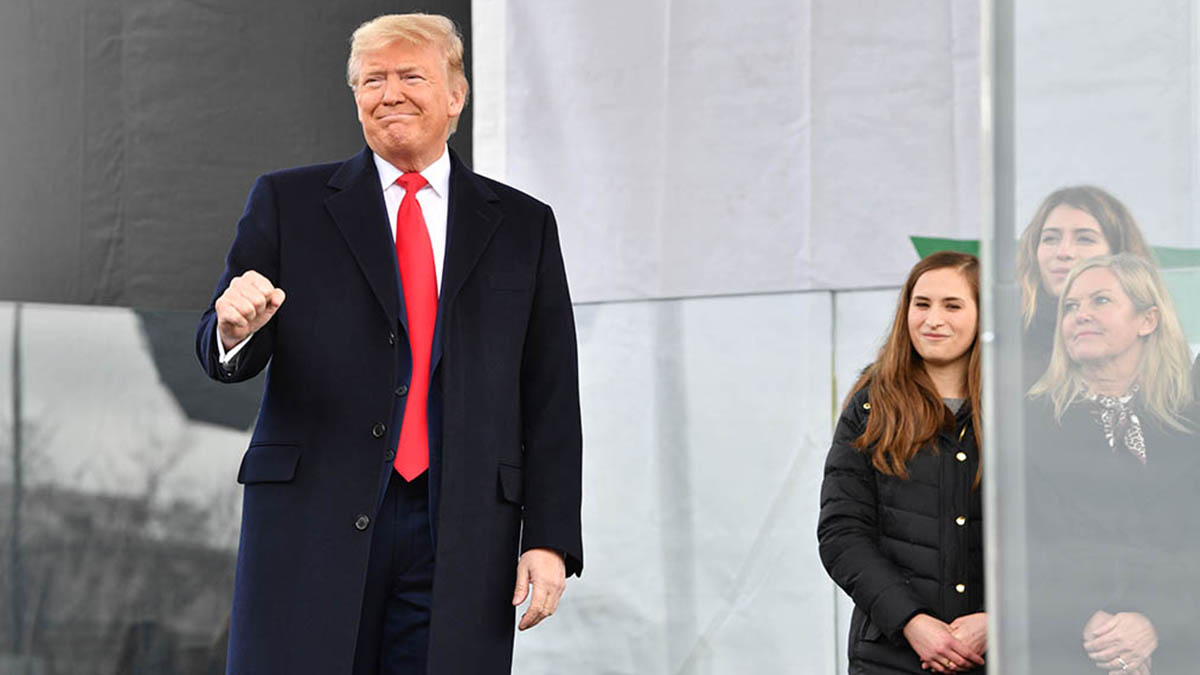 US President Donald Trump arrives to speak at the 47th annual “March for Life” in Washington, DC, on January 24, 2020. – Trump is the first US president to address in person the country’s biggest annual gathering of anti-abortion campaigners. (Photo by Nicholas Kamm / AFP) (Photo by NICHOLAS KAMM/AFP via Getty Images)