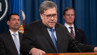 In this Jan. 13, 2020, file photo, Attorney General William Barr speaks to reporters at the Justice Department in Washington to announce results of an investigation of the shootings at the Pensacola Naval Air Station in Florida.