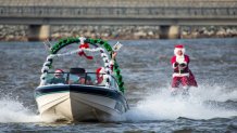 Waterskiing Santa (Dec. 24)