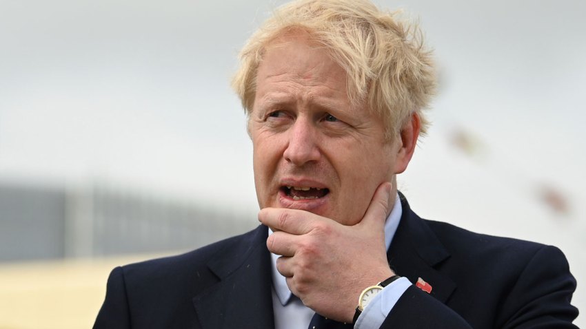 In this Sept. 12, 2019, file photo, Britain's Prime Minister Boris Johnson visits the NLV Pharos, a lighthouse tender moored on the river Thames, to mark London International Shipping Week in London.
