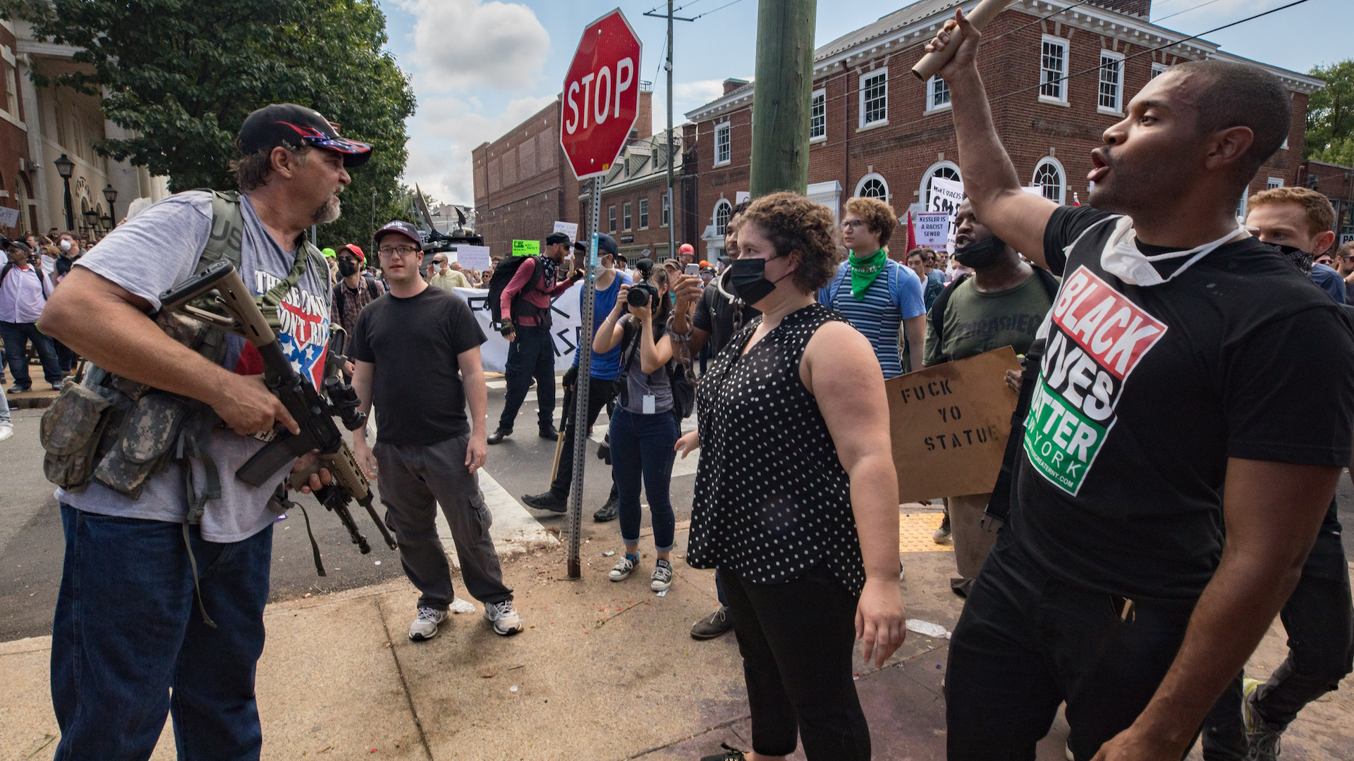 On Aug. 11, 2017, a group of alt-right protesters brandishing tiki torches and neo-Nazi symbols gathered at Emancipation Park in Charlottesville, Virginia, to protest the removal of a Confederate statue. As protesters and counterprotesters clashed over opposing ideologies, the "Unite the Right" rally devolved into violent chaos. The encounter led to dozens of injuries, and Heather Heyer, a 32-year-old counter-protester, was killed during a deliberate vehicle attack by white supremacist James Alex Fields Jr. <a href="https://www.nbcwashington.com/news/local/widows-sue-over-troopers-killed-in-charlottesville-helicopter-crash/133785/">Two Virginia troopers were killed while responding</a> to the incident when their helicopter crashed. President Donald Trump drew controversy when he expressed some sympathy toward the protesters, saying there were "very fine people" on both sides of the clash.