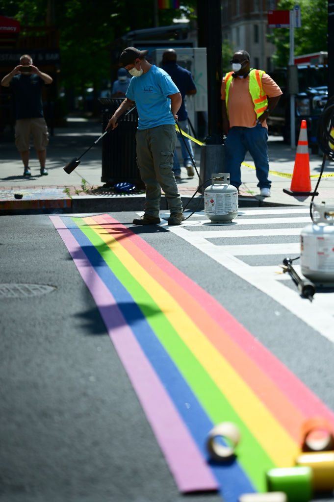 Colors of LGBT, Transgender Flags Adorn DC Crosswalks for 50th Pride