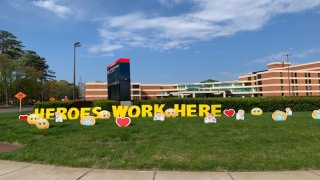 heroes work here yard sign