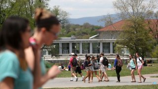 Students walking at james madison university