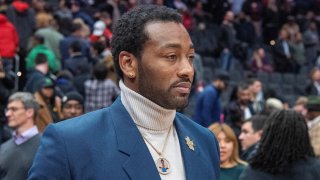 Washington Wizards guard John Wall walks on the court after a game against the Cleveland Cavaliers at Capital One Arena.