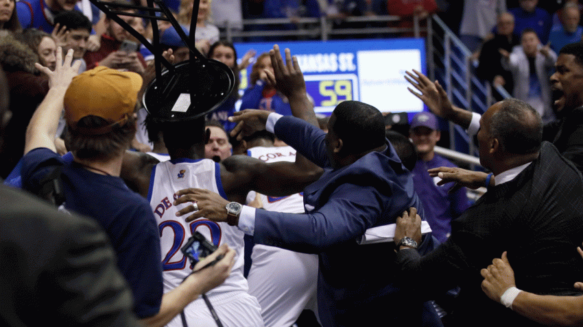 Bench Clearing Brawl Erupts At End Of Kansas Kansas State