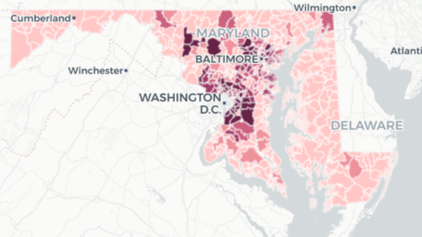 Map See The Diagnosed Coronavirus Cases In Each Maryland Zip Code Nbc4 Washington