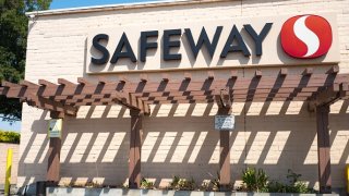 Safeway supermarket sign.