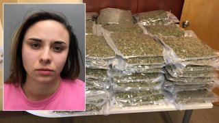 Kayla Messinese, inset, was arrested with $200,000 worth of marijuana.