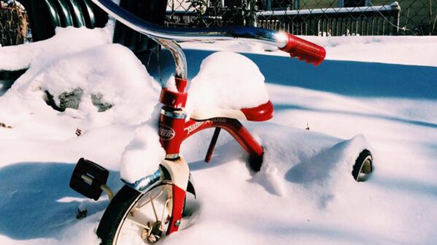 snow covered bike