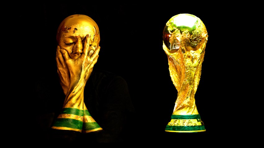 world cup selfie and real trophy
