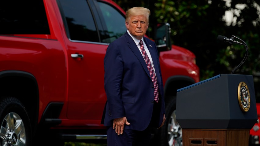 President Donald Trump pauses as he speaks during an event on regulatory reform on the South Lawn of the White House