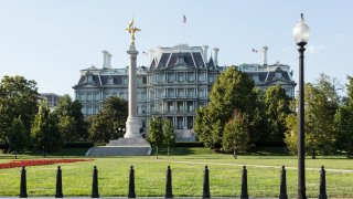 Eisenhower Executive Office Building (EEOB) â formerly known as the Old Executive Office Building (OEOB) and even earlier as the State, War, and Navy Building built between 1871 and 1888. National Historic Landmark in Washington DC