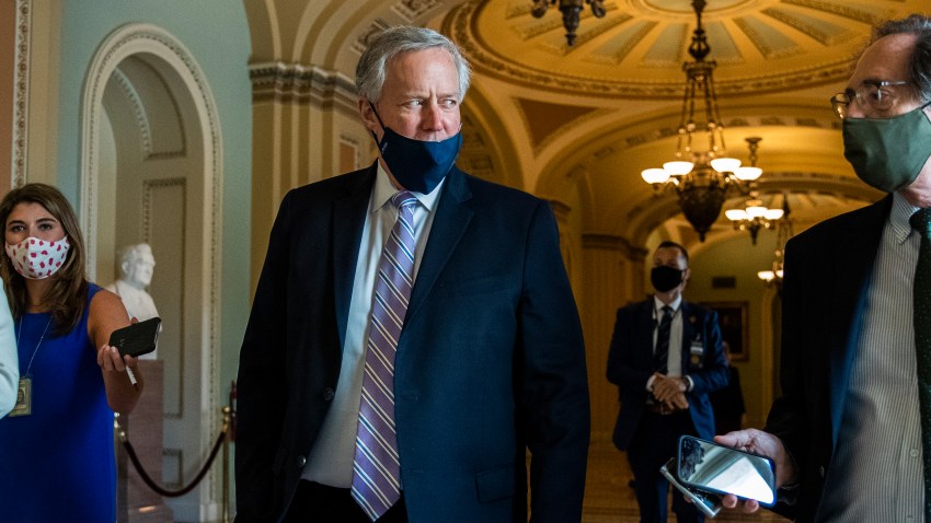 In this July 23, 2020, file photo, White House chief of staff Mark Meadows speaks to reporters at the Capitol in Washington.