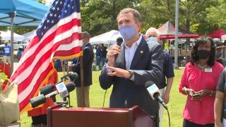 Virginia Gov. Ralph Northam speaks at a testing site in Chesapeake.