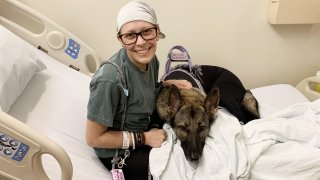 Sydnee Geril and her service dog, Tulsa.